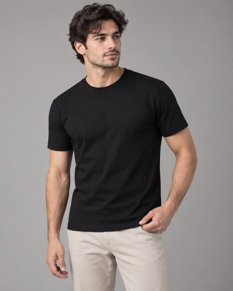 חולצת T בגזרת SLIM שחורה לגבר